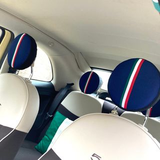 No.708  FIAT500 ヘッドレストカバー　4点セット　ハンドメイド(車内アクセサリ)