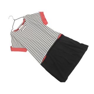 グローブ(grove)のgrove グローブ ボーダー チュニック ワンピース sizeM/白ｘ黒 ■◆ レディース(ミニワンピース)