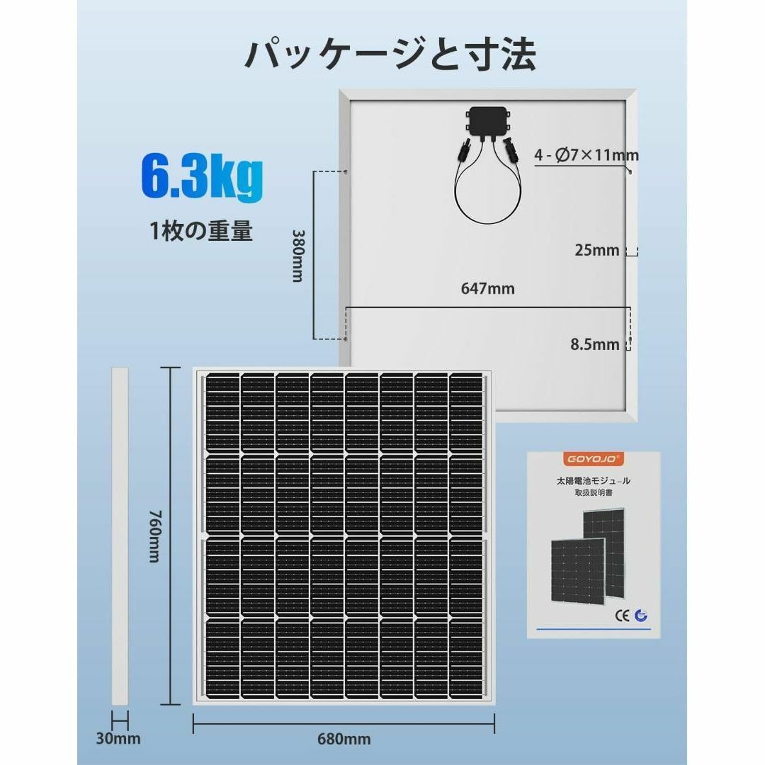 ★本日限定価格★ソーラーパネル 100w×2枚 コネクタ付属 最大800Wh発電 ☆本日限定価格☆ソーラーパネル 100w×2枚 コネクタ付属 最大