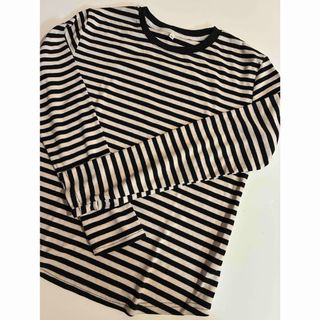 指穴　ボーダー　カットソー　BLACK(カットソー(長袖/七分))