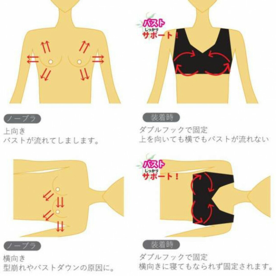 ナイトブラ ２枚セット Ｍサイズ ブラック ノンワイワー 育乳　最安！！ レディースの下着/アンダーウェア(その他)の商品写真