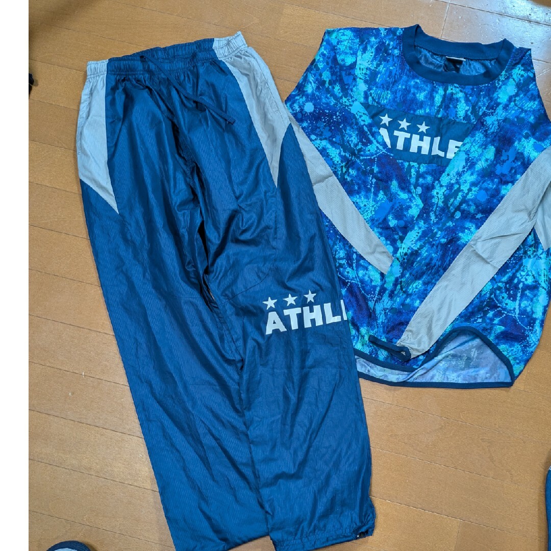 アスレタ　ATHLETA ピステ上下　160 ATHLETA ピステ 上下セット 青 グレー 160 アスレタ 熱っぽい ピステ