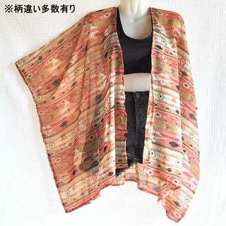 新品★ネイティブ柄 サマーガウン シアー素材 羽織(カーディガン)
