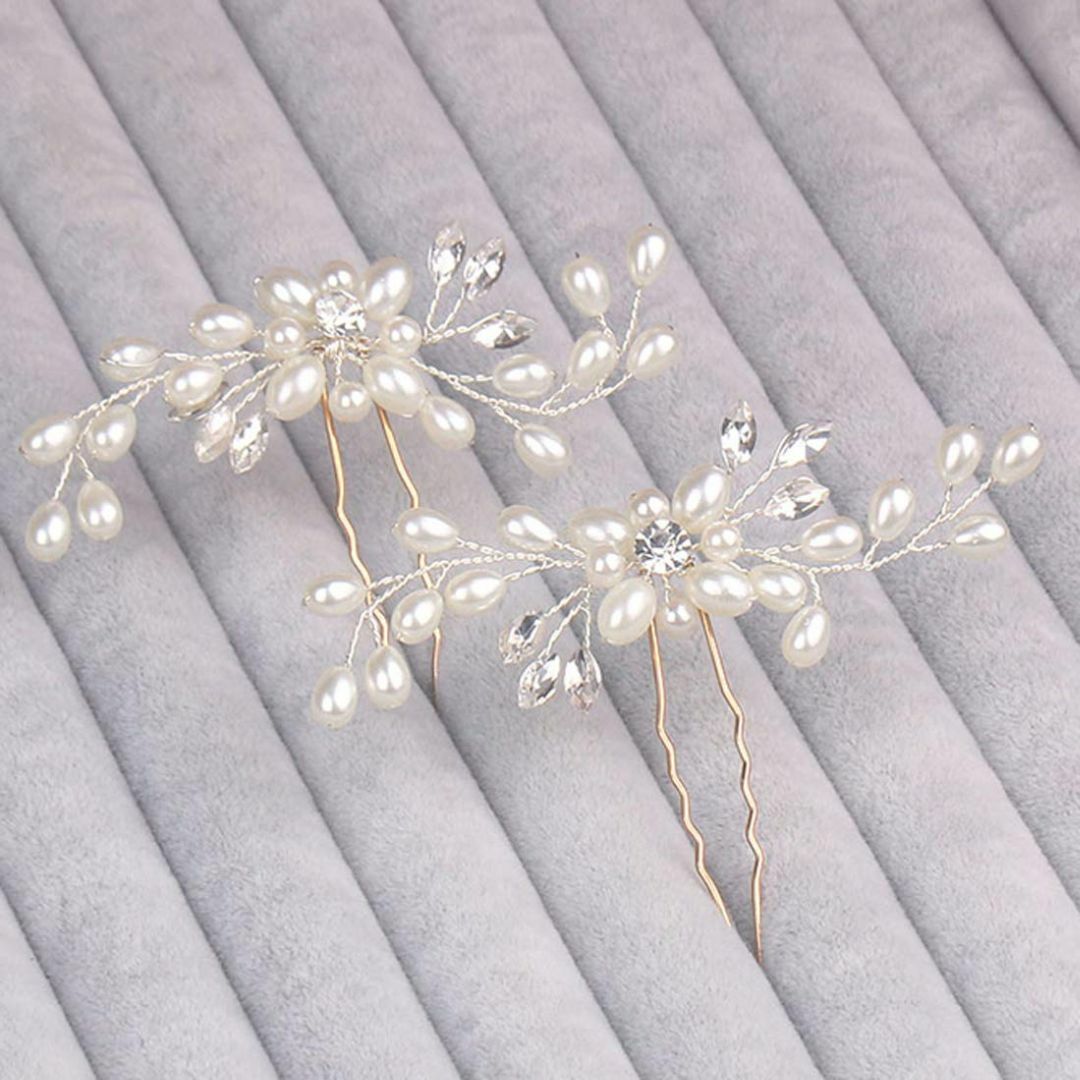 【人気商品】AVILMORE パール ヘアピン ヘアアクセサリー ブライダル 結 レディースのアクセサリー(その他)の商品写真