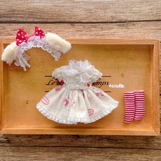 JANAYA ハンドメイド　オビツ11服　オフホワイトワンピース　3点セット(その他)