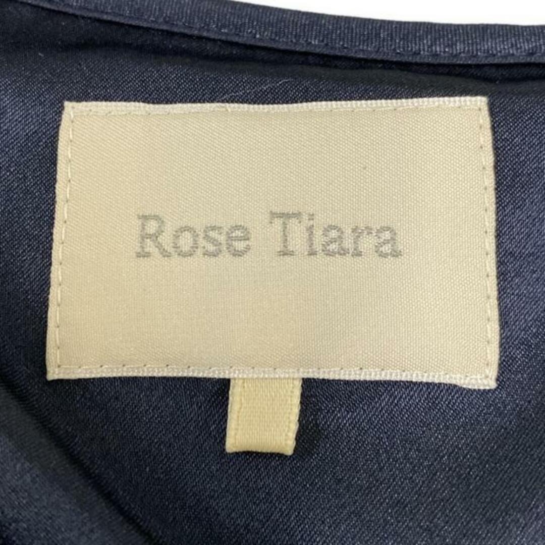 Rose Tiara(ローズティアラ)のRose Tiara(ローズティアラ) ワンピース サイズ42 L レディース - ネイビー×黒 クルーネック/半袖/ひざ丈/レース/フラワー(花)/プリーツ/スパンコール レディースのワンピース(その他)の商品写真