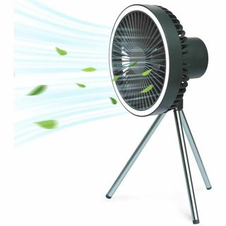 キャンプ 扇風機 LEDライト付き 多機能 1台3役 卓上・吊り下げ・スタンド式(ノーカラージャケット)