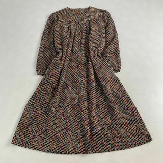 ヴィンテージ(VINTAGE)のヴィンテージ　ワンピース　ゆったり 柄 シアサッカー ロング丈(ロングワンピース/マキシワンピース)