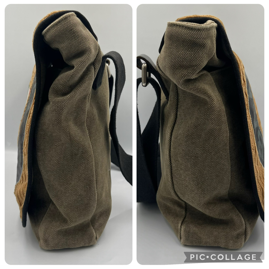 D&G DOLCE &GABBANA ロゴ総柄コーデュロイ ショルダーバッグ