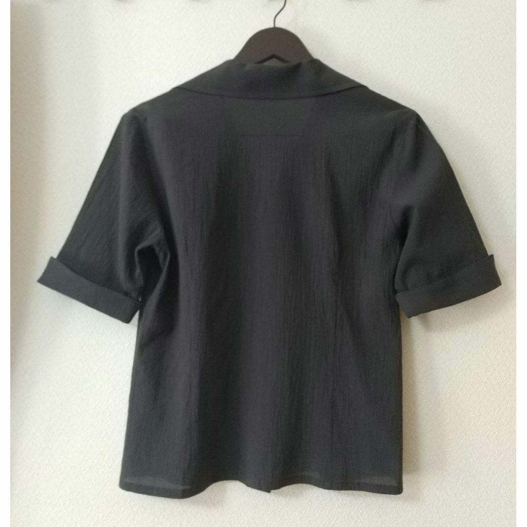 【GERARD DAREL 】ダークグレー 半袖　オープンカラーシャツ　11号 レディースのトップス(シャツ/ブラウス(半袖/袖なし))の商品写真