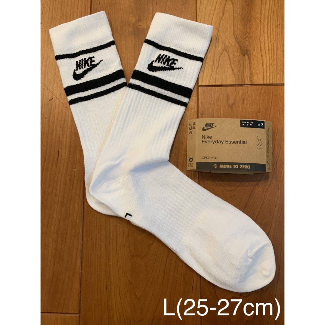 NIKE(ナイキ)の新品 ナイキ L(25-27cm) エッセンシャル クルーソックス 白1足 メンズのレッグウェア(ソックス)の商品写真