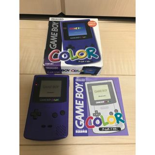 ゲームボーイ(ゲームボーイ)のレア動作確認済み✨箱•説明書付ゲームボーイカラーパープル✨(携帯用ゲーム機本体)