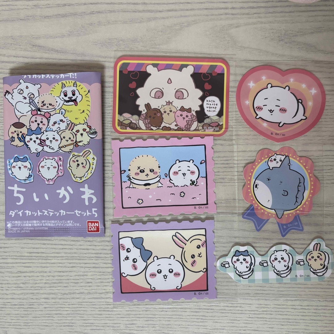 ちいかわ(チイカワ)のちいかわ ダイカットステッカー5 ハチワレ うさぎ あのこ ラッコ エンタメ/ホビーのおもちゃ/ぬいぐるみ(キャラクターグッズ)の商品写真