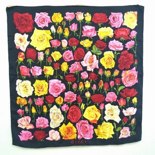 グッチ(GUCCI)のGUCCI グッチ 100% シルク スカーフ 花柄 バラ イタリア製(バンダナ/スカーフ)