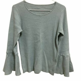 ViS - ビス V i S リブ編み フレア袖 長袖トップス 水色 ブルー グリーン M