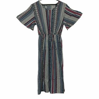 ⭐️美品中古⭐️ストライプ柄 フレアスリーブ ワンピース M 半袖(ロングワンピース/マキシワンピース)