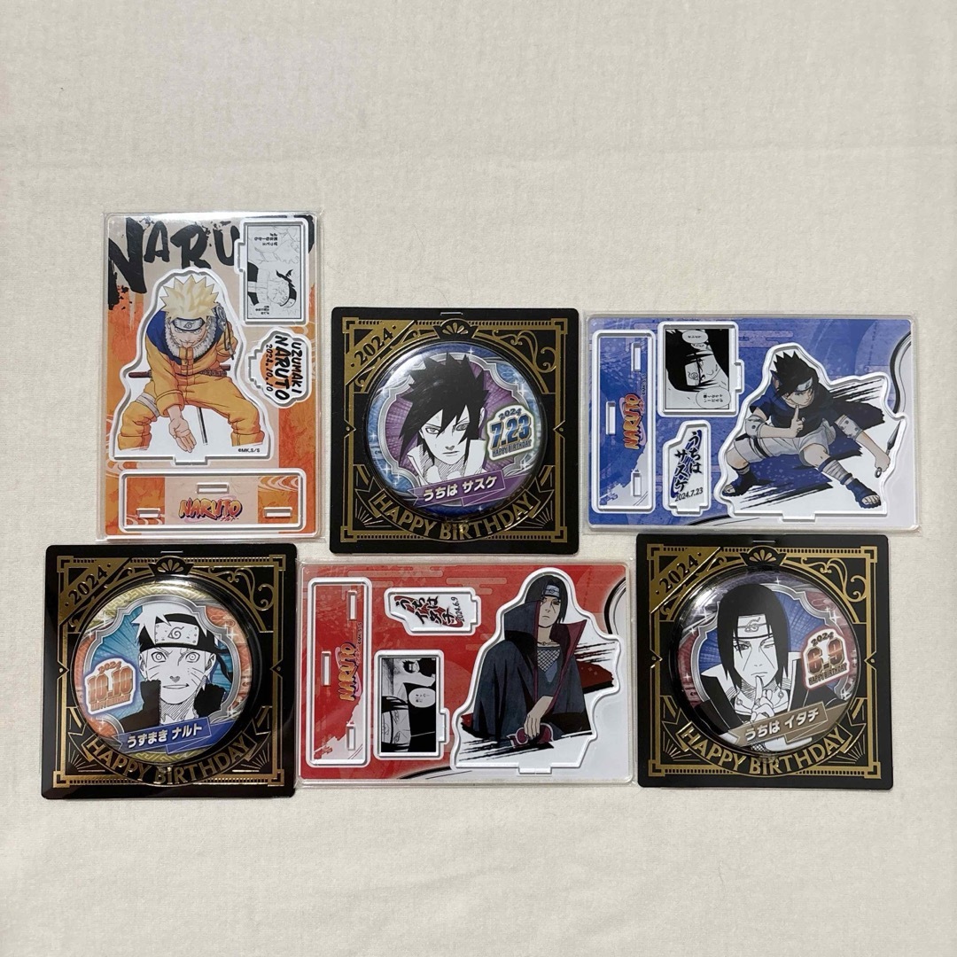 NARUTO バースデイ ジオラマ 缶バッジ うちはサスケ イタチ うずまき エンタメ/ホビーのおもちゃ/ぬいぐるみ(キャラクターグッズ)の商品写真