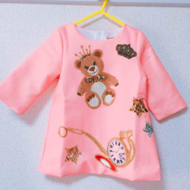 新品 テディベア 長袖 プリントワンピース♡ キッズ/ベビー/マタニティのキッズ服女の子用(90cm~)(ワンピース)の商品写真