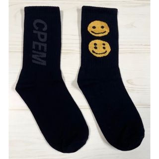 ラスト1点 ニコちゃん スマイリー CPEM ソックス 靴下 ブラック 黒(ソックス)