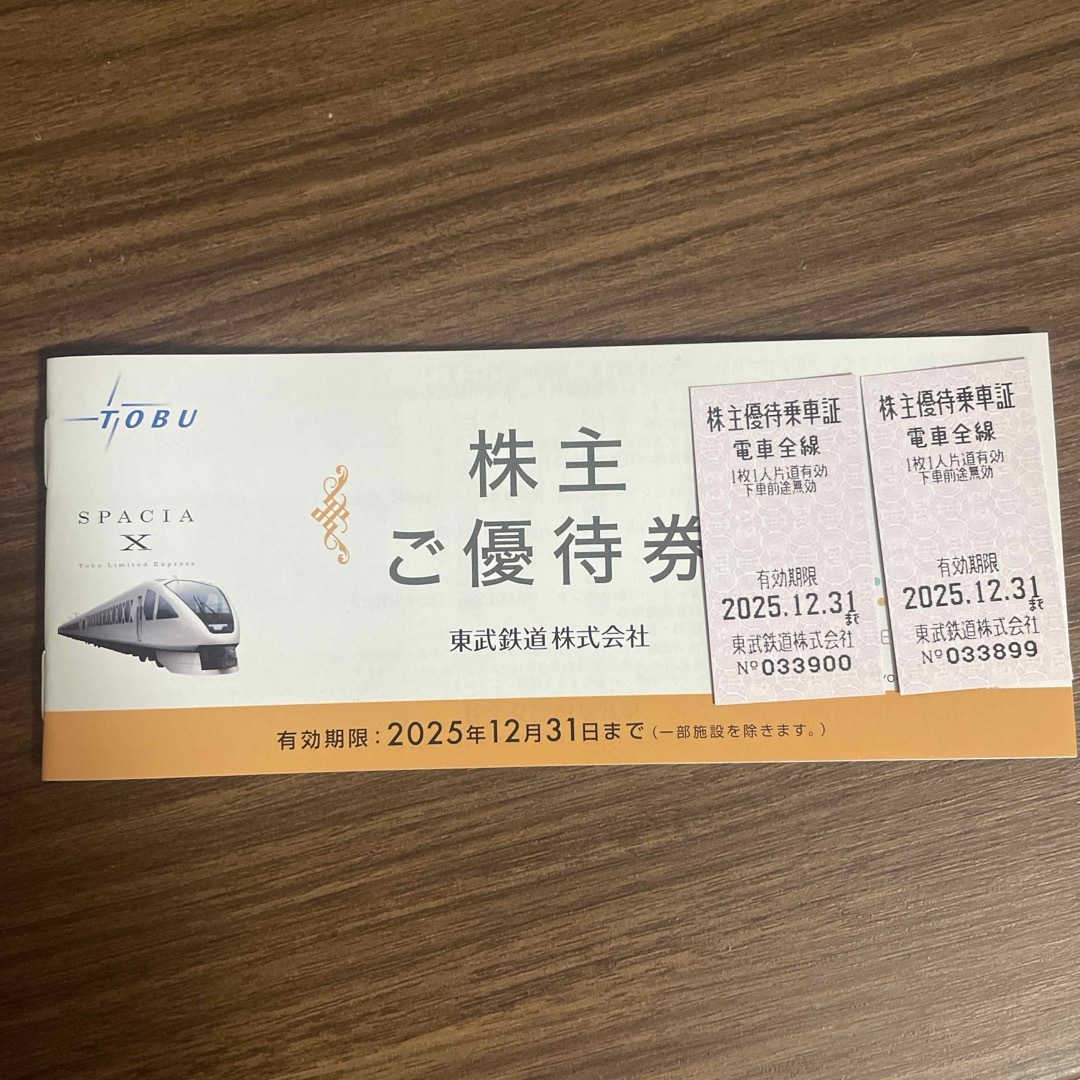 東武鉄道株式会社 株主優待券 乗車券 チケットの優待券/割引券(その他)の商品写真