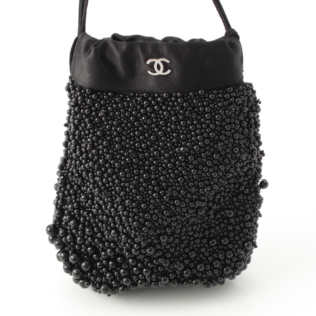 CHANEL - シャネル ビーズ×サテン ポーチ 巾着 パーティーバッグ