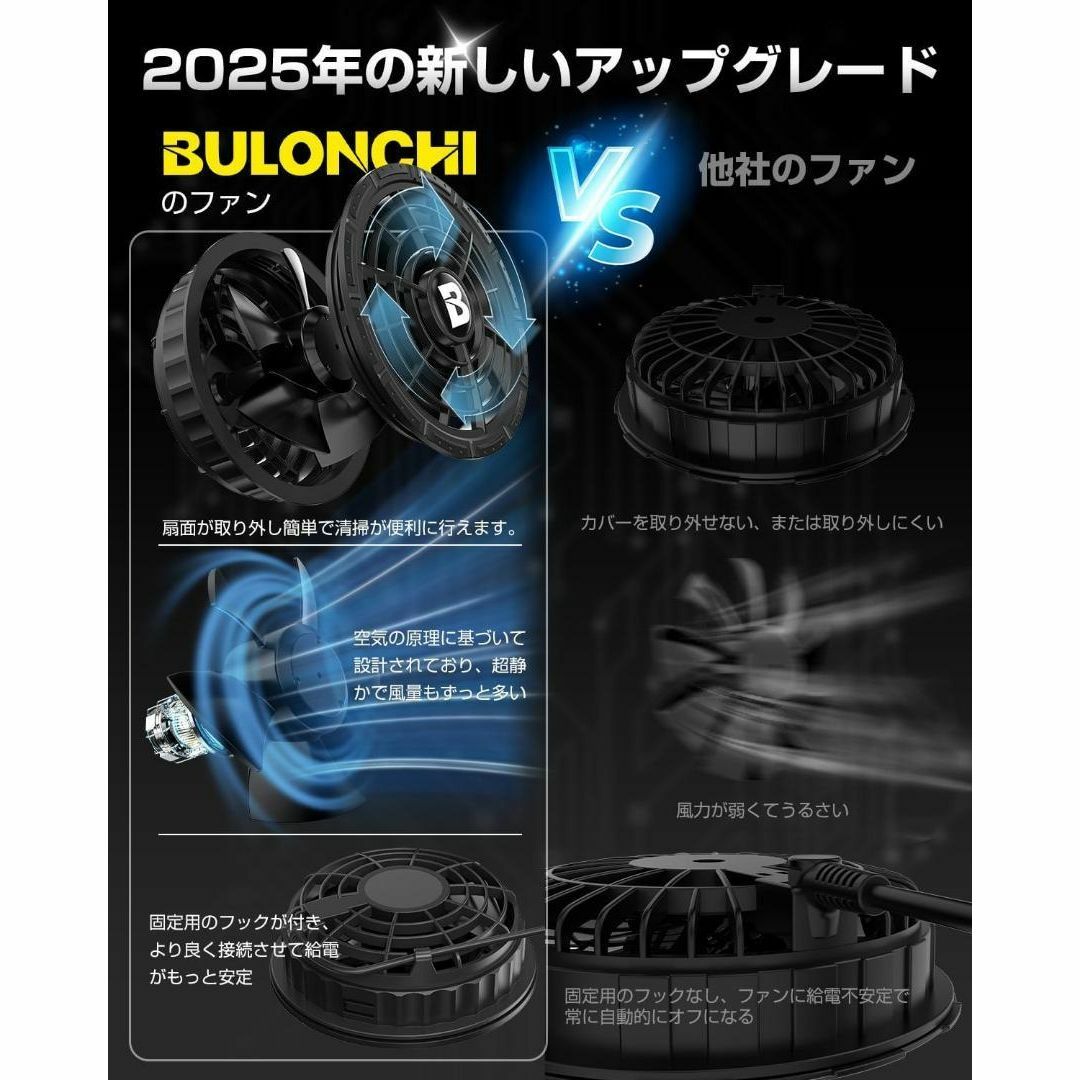 レビュー高評価の商品!の商品をすべて Bulonchi] 空調作業服 3 2025暴風ファン ファンバッテリーセット 暑さ対策・冷却グッズ