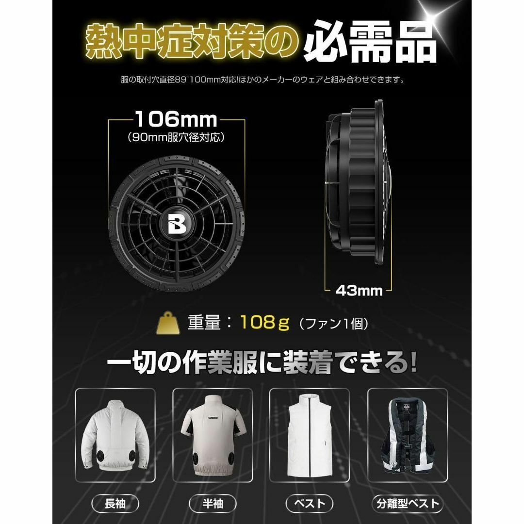 【ラッピング無料】 Bulonchi] 空調作業服 ファンバッテリーセット 2025暴風ファン 3 暑さ対策・冷却グッズ