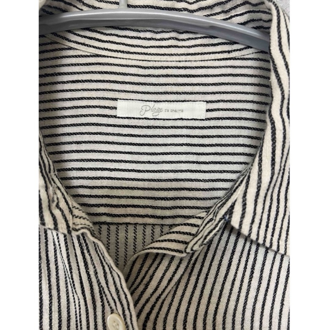 美品♡プラージュ リネン シャツワンピース マキシ丈 ストライプ 長袖 ベージュ Plage - 土日限定価格!美品⭐︎plage ストライプ リネンシャツ