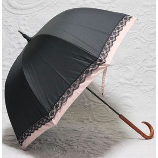 新品タグ付き【晴雨兼用 長傘】ドーム型 レース かわず張り 雨傘 日傘 黒(傘)