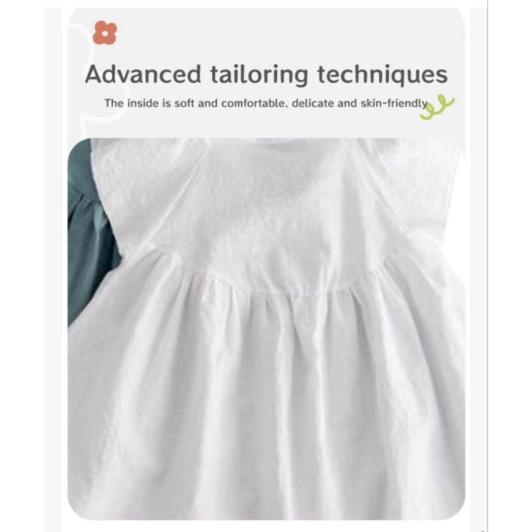 ワンピース フリル ショルダー ワンピ かわいい 韓国 新品 100 子ども 白 キッズ/ベビー/マタニティのキッズ服女の子用(90cm~)(ワンピース)の商品写真