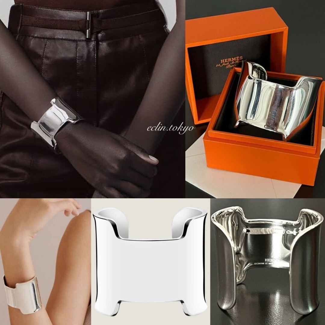HERMES - HERMES 《アマゾーヌ》シルバー ワイドHバングル