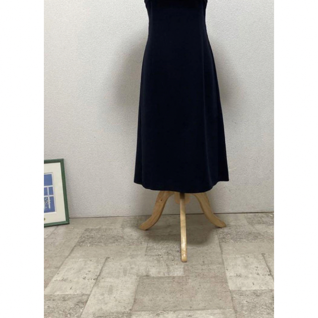 まぁ美品フォクシーリボン付ネイビーワンピース 38 半袖 授業