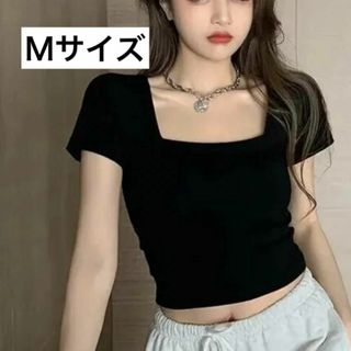 【新品未使用品】Tシャツ　短T　Ｍサイズ　シンプル　韓国　カジュアル　ショート(Tシャツ(半袖/袖なし))