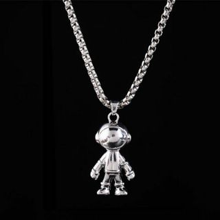 【新品未使用品】ネックレス　宇宙飛行士　星　ペンダント　銀　シルバー　個性派(ネックレス)