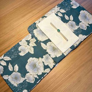 深緑地に芍薬浴衣セット(浴衣)