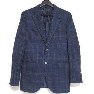 エルメネジルドゼニア(Ermenegildo Zegna)の美品 Ermenegildo Zegna Couture エルメネジルドゼニア クチュール チェック柄 シングル 2B テーラードジャケット 7-44C ネイビー メンズ 古着 中古 USED(テーラードジャケット)