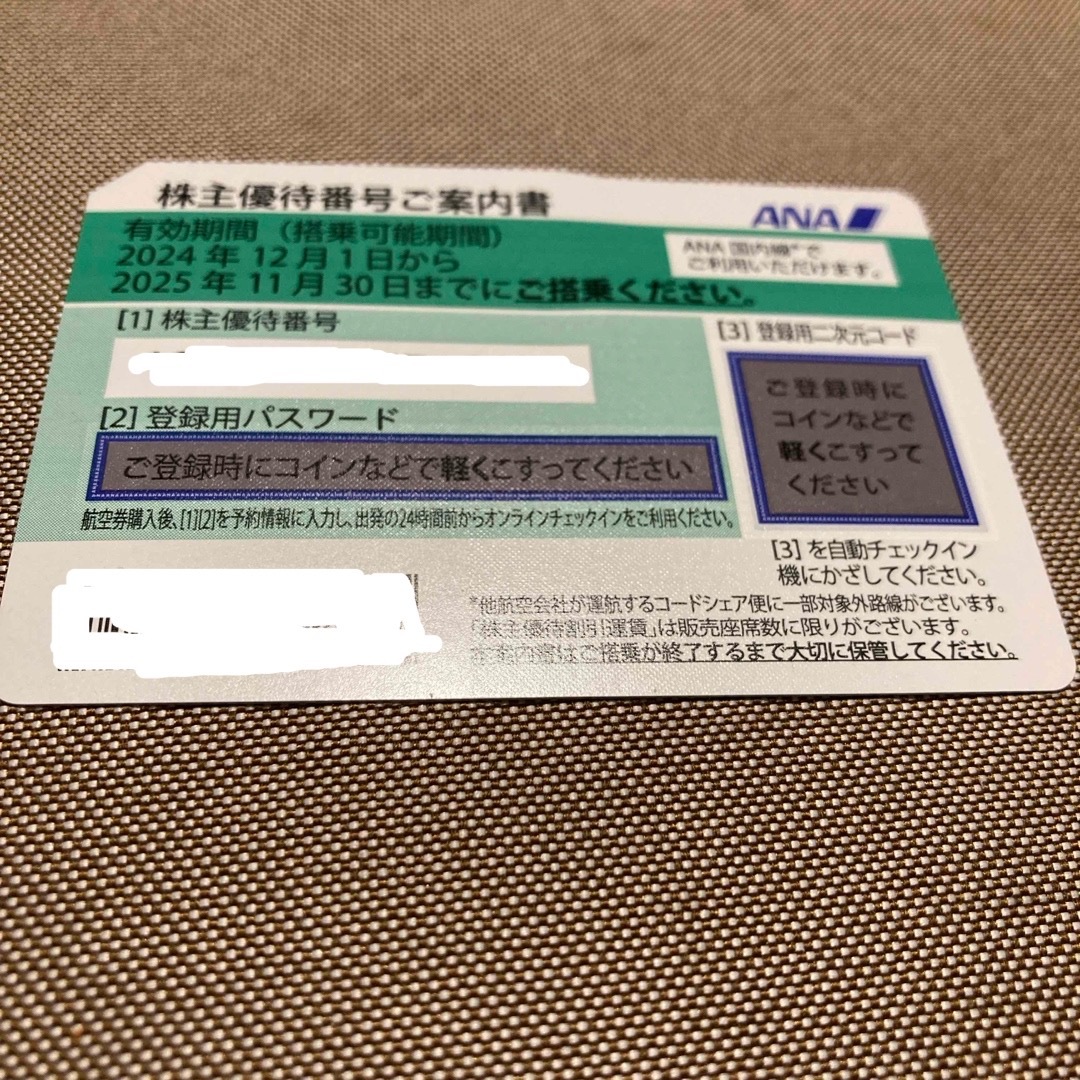 ANA(全日本空輸)(エーエヌエー(ゼンニッポンクウユ))のANA 株主優待 1枚 チケットの乗車券/交通券(航空券)の商品写真