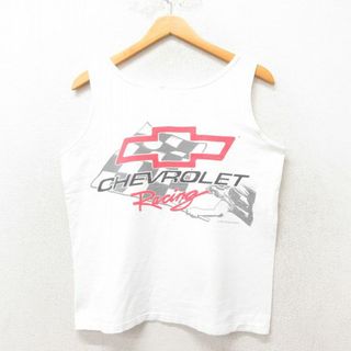 ヘインズ(Hanes)のM★古着 ヘインズ Hanes ビンテージ タンクトップ メンズ 90年代 90s シボレー コットン USA製 白 ホワイト 25jun07 中古(タンクトップ)