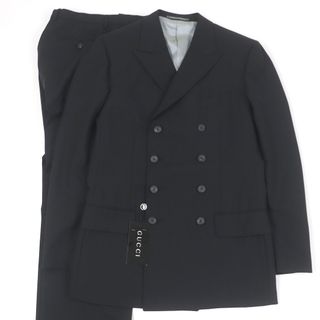 グッチ(GUCCI)の未使用品□GUCCI グッチ ウール モヘア トムフォード期 ピークドラペル シングルスーツ セットアップ ブラック 46/48 イタリア製 正規品 メンズ(セットアップ)