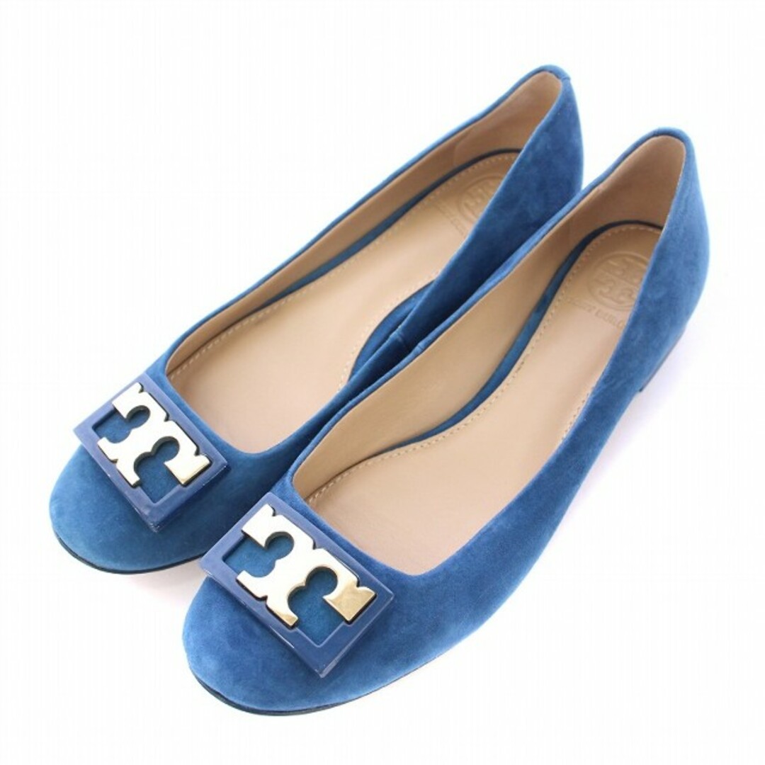 Tory Burch(トリーバーチ)のトリーバーチ パンプス ラウンドトゥ ローヒール スエード ロゴ 装飾 青 レディースの靴/シューズ(ハイヒール/パンプス)の商品写真
