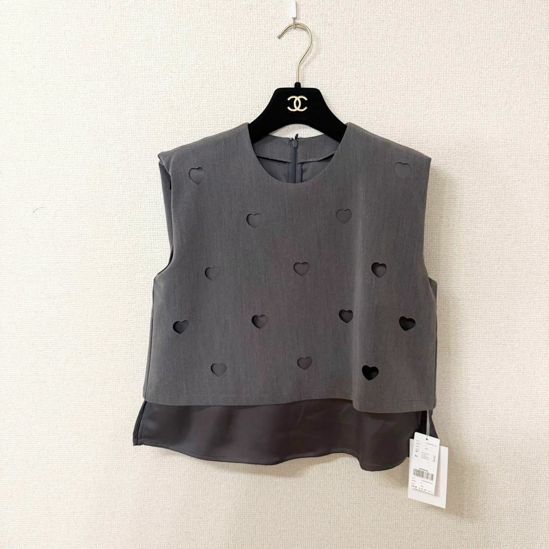 Ameri VINTAGE - 新品 AMERI DOUBLE HEAT CUT HEART TOP グレー