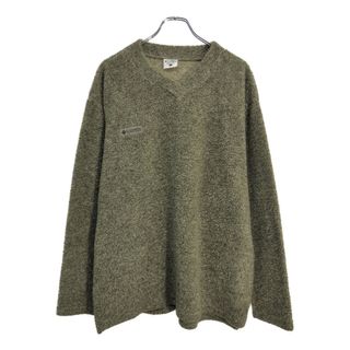 コロンビア(Columbia)の90年代 USA製 Columbia コロンビア Vネック ボアフリース スウェット アウトドア カーキ(メンズ L)中古 古着 U4683(スウェット)