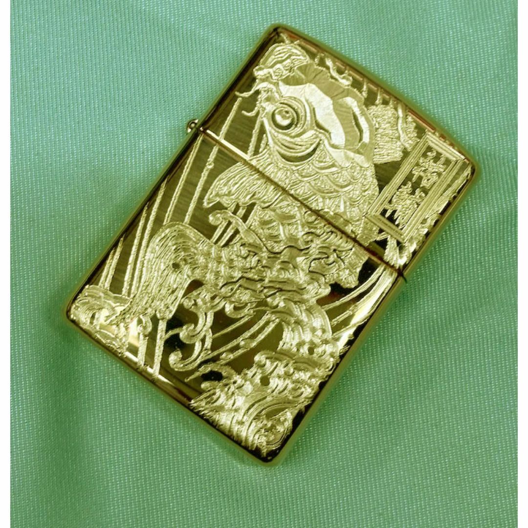 ZIPPO(ジッポー)のジッポーアーマーボディー金 昇り龍 昇り鯉・名前・梵字　zippo 倶利伽羅竜王 メンズのファッション小物(タバコグッズ)の商品写真