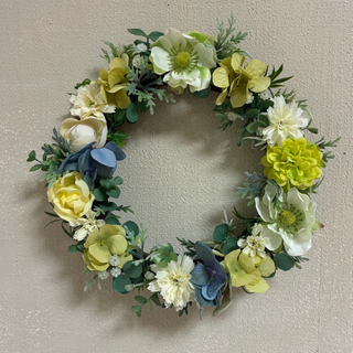 爽やかなクレマチスと紫陽花のナチュラルリース♡(リース)