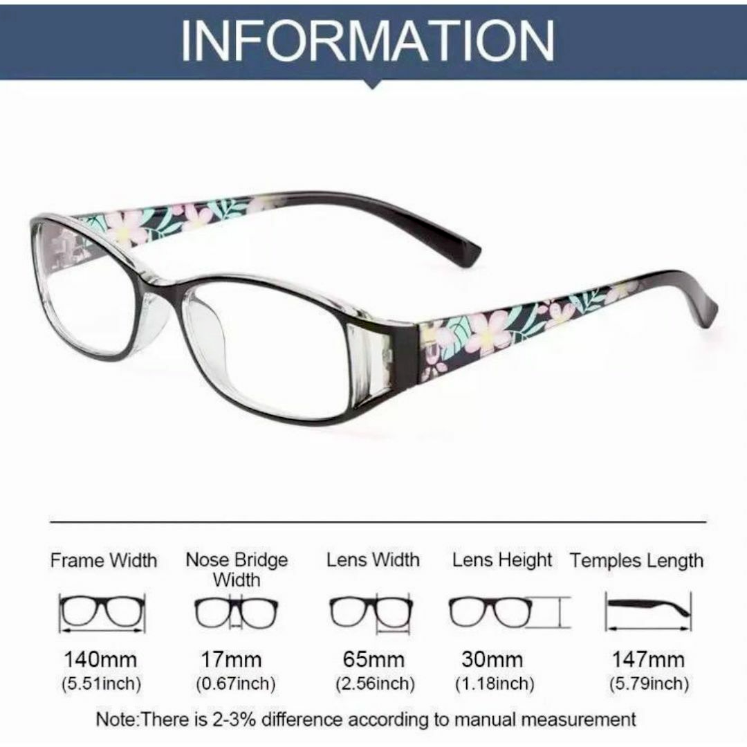 【2本】老眼鏡 +1.0~＋3.0 40代 50代 60代 花柄 軽量 ブラック レディースのファッション小物(サングラス/メガネ)の商品写真