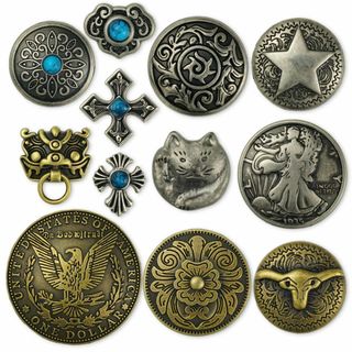 【新着商品】コンチョ ボタン 12個セット ねじ式 アンティーク シルバー 金古(その他)