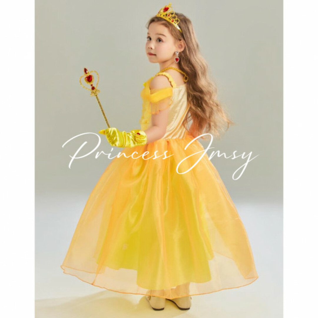 Disney(ディズニー)の120cm★オフショルダー　ベルドレス　美女と野獣　ディズニープリンセス　発表会 キッズ/ベビー/マタニティのキッズ服女の子用(90cm~)(ドレス/フォーマル)の商品写真