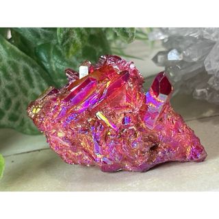 七色の夢✨　レッド　オーラ水晶　クリスタル　クラスター　原石(置物)