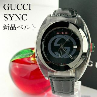 GUCCI - 【新品ベルト】784グッチ シンク SYNC ブラック メンズ ラウンド デイト