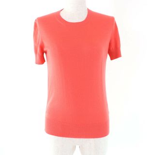 HERMES - 未使用品★HERMES エルメス カシミヤ100％ Hデザイン クルーネック 半袖ニット トップス コーラルピンク 36 イタリア製 正規品 レディース